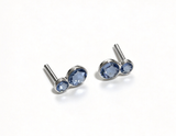 Set Of 2 Silver Two Blue Rhinestone Stud Earrings For 18'' Doll