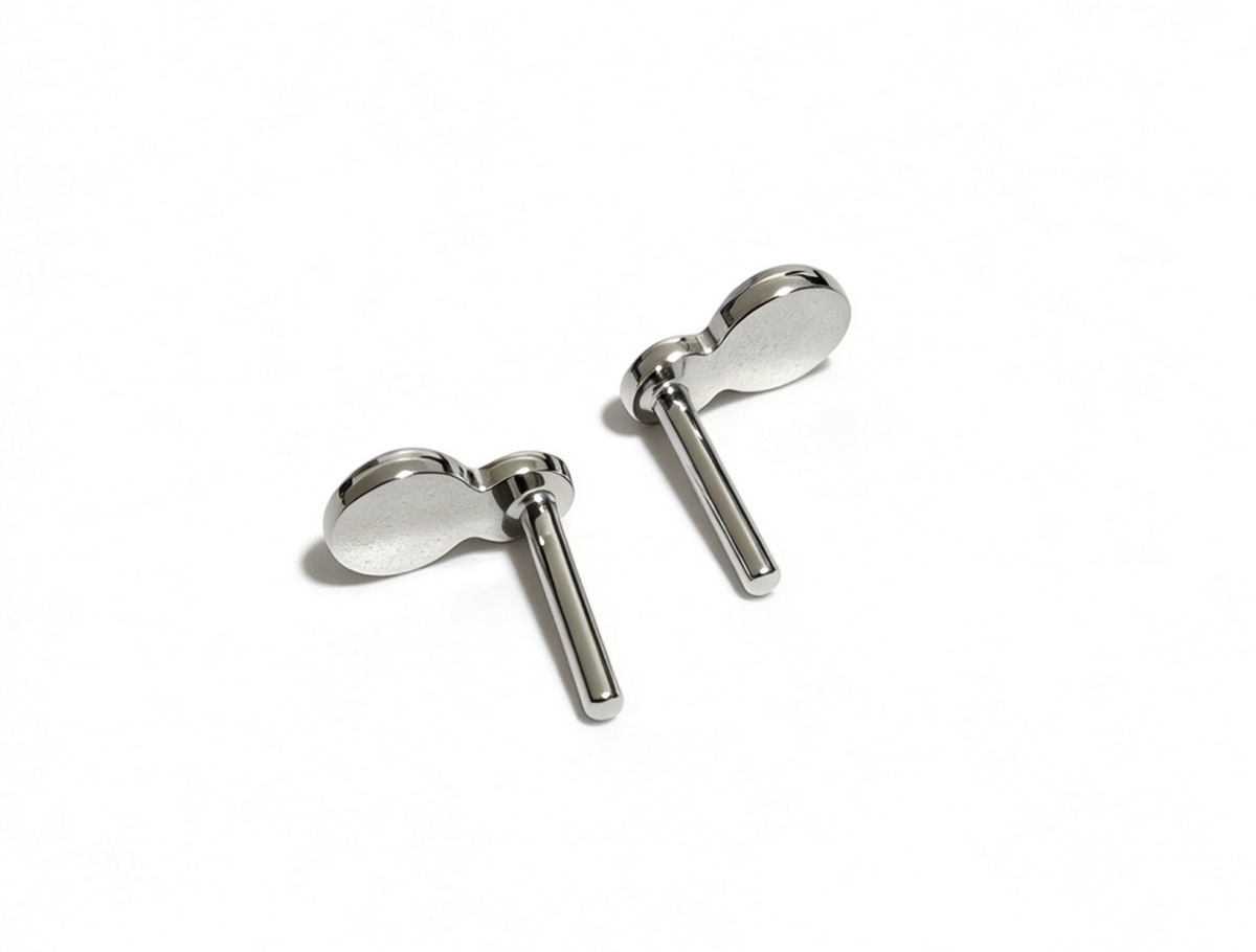 Set Of 2 Silver Two Blue Rhinestone Stud Earrings For 18'' Doll