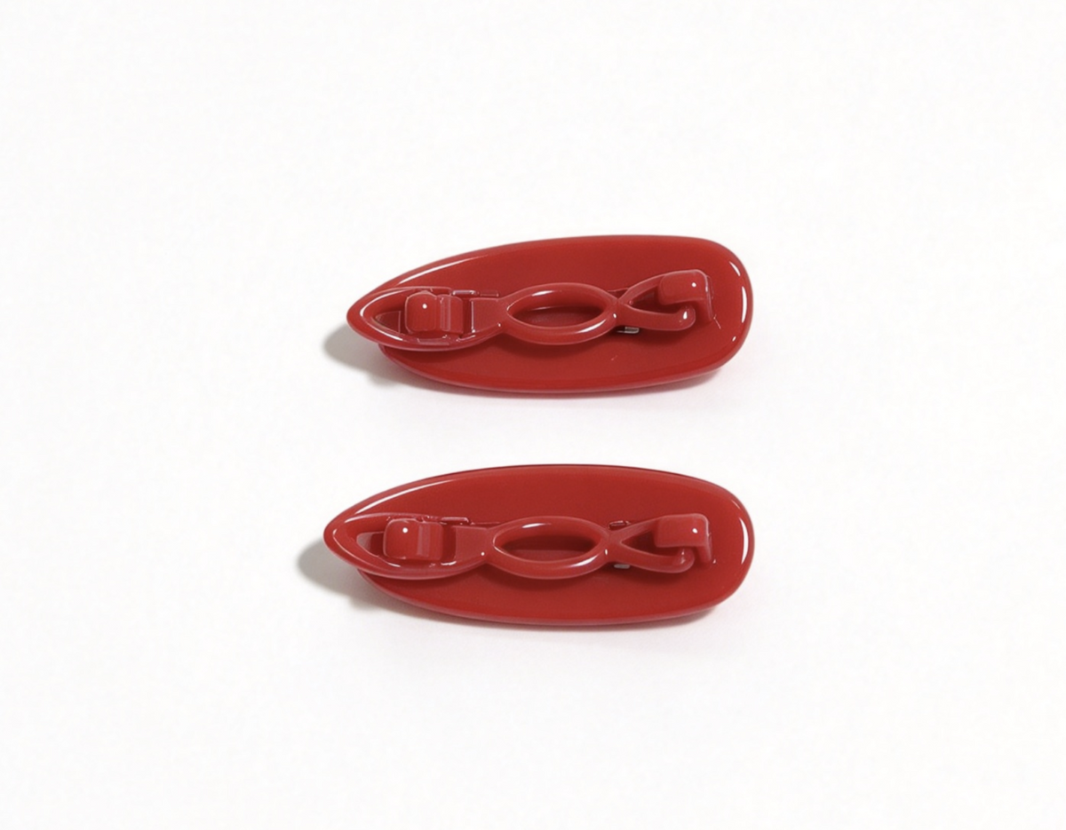 Set Of 2 Red Textured Hair Clips For 18'' Doll