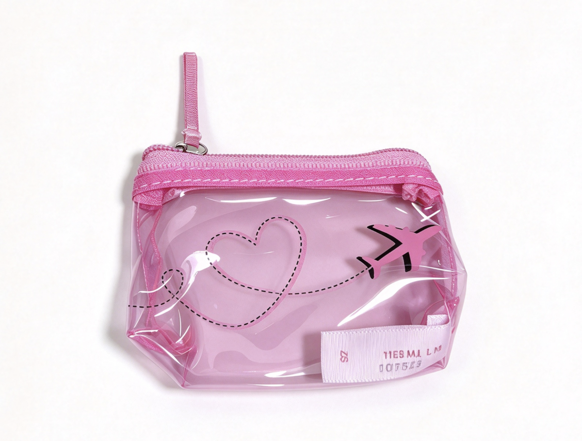 Pink Clear Travel Zipper Pouch For 18'' Doll