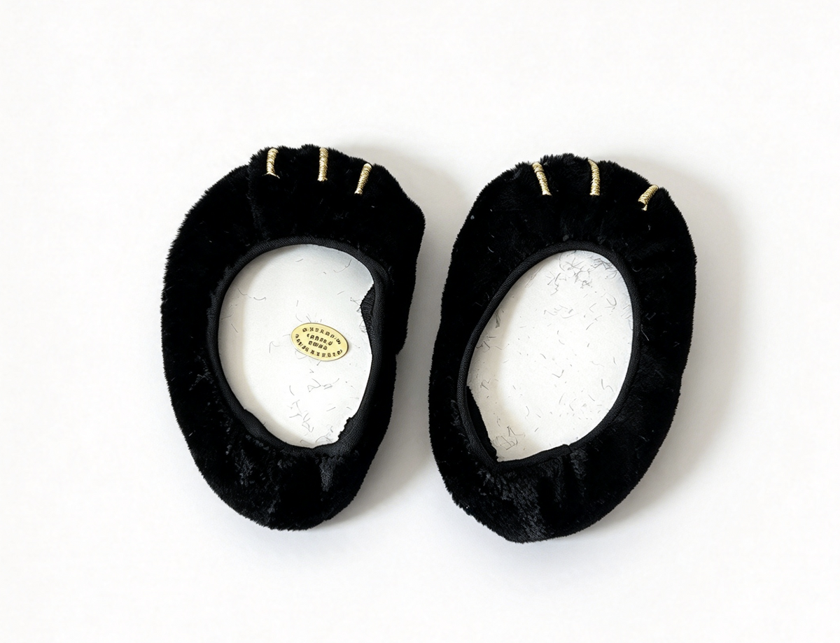 Black Plush Paw Slippers For 18'' Doll