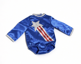 Blue Satin Star & Striped Gymnastics Leotard for 18'' Doll