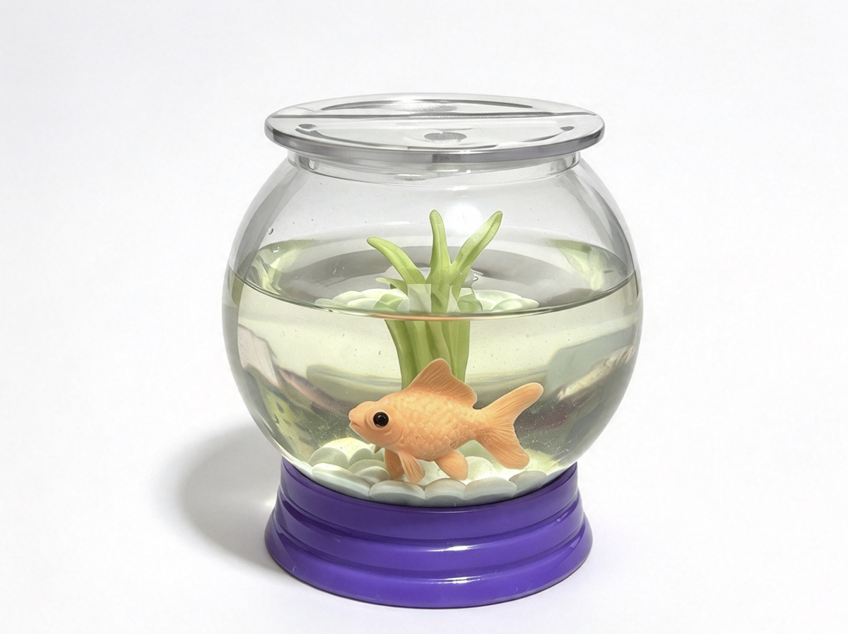 Fishbowl with Goldfish Pebbles & Plant for 18'' Doll Cool Classroom