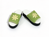 Green Embroidered Flower Platform Slide Sandals FOR 15'' DOLL