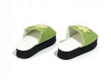 Green Embroidered Flower Platform Slide Sandals FOR 15'' DOLL
