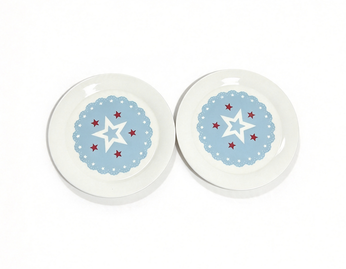 2 Star Pattern Plates FOR 18'' DOLL 2016 Dining Table & Chair II Set