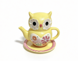 Owl Teapot With Saucer FOR 18'' DOLL for 14.5'' Doll Tea for Two Set