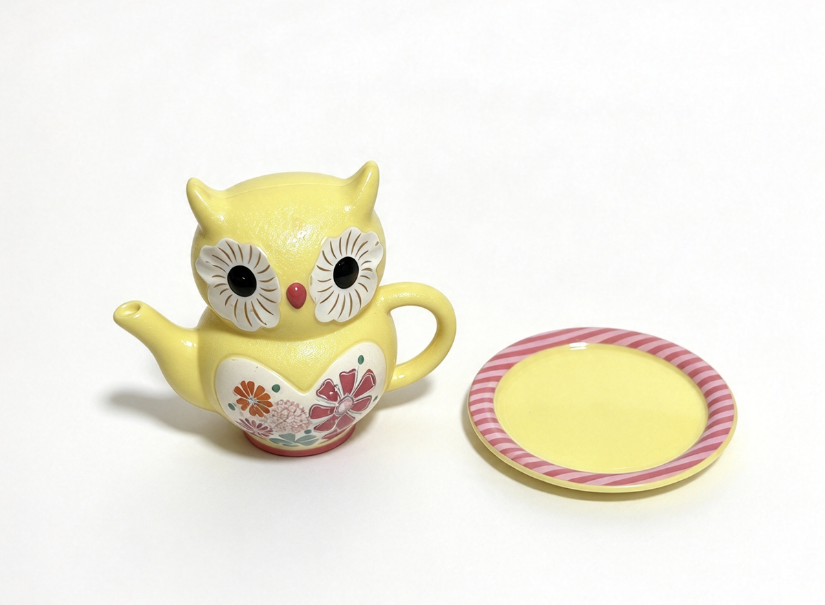 Owl Teapot With Saucer FOR 18'' DOLL for 14.5'' Doll Tea for Two Set