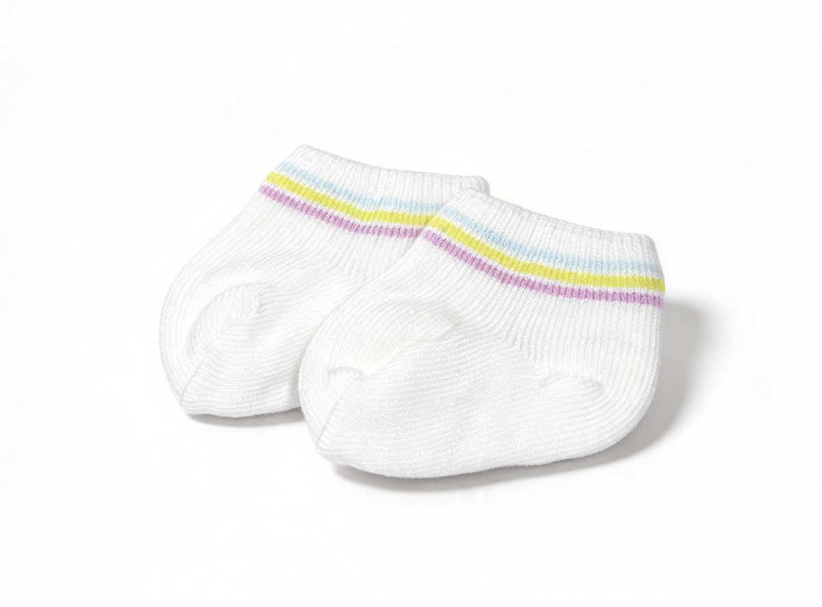 White Ankle Socks With Rainbow Stripes FOR 18'' DOLL