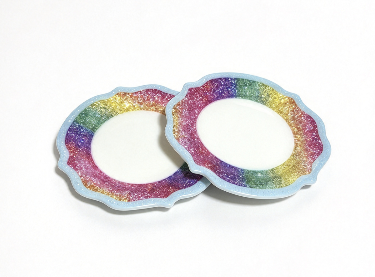 2Pcs Rainbow Glitter Plate Set FOR 18'' DOLL