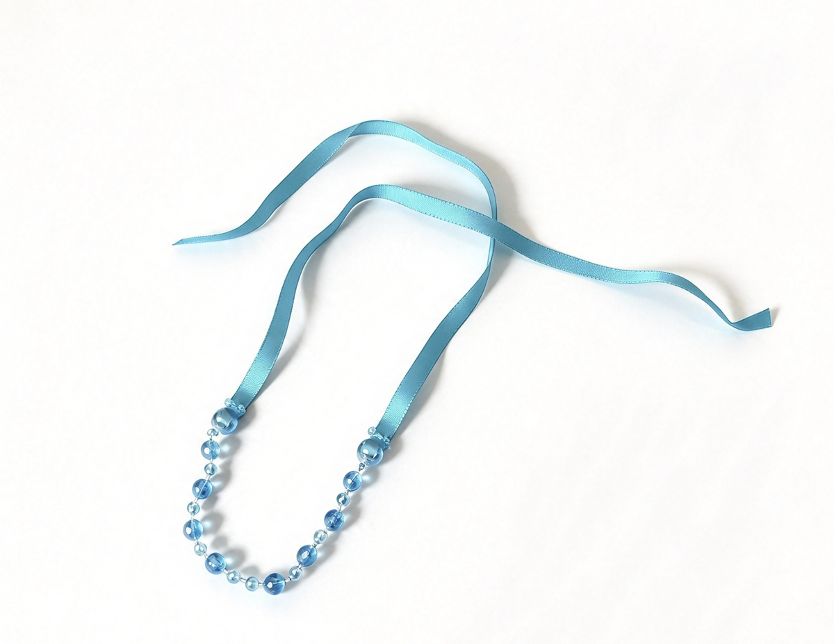 Blue Beaded Ribbon Necklace FOR 18'' DOLL