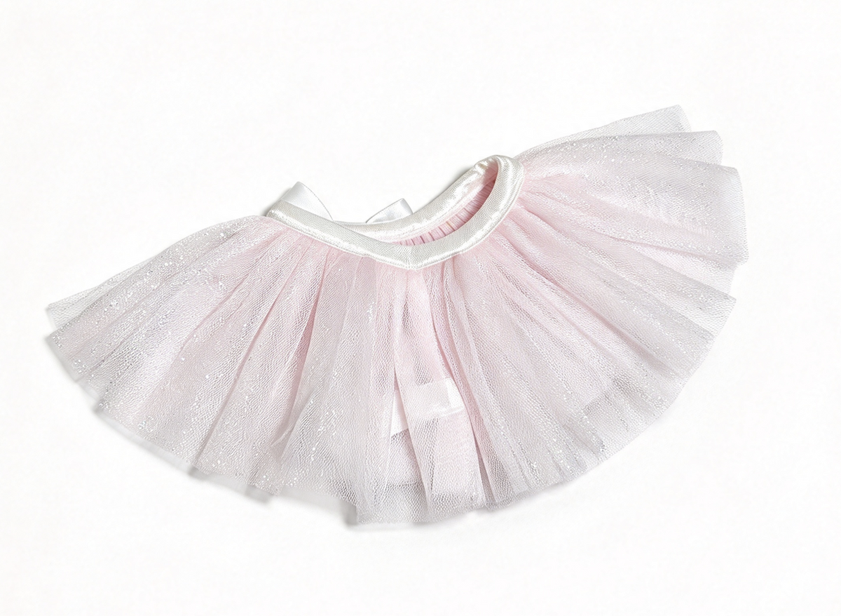 Sparkly Pink Tutu Skirt With White Bow FOR 18'' DOLL
