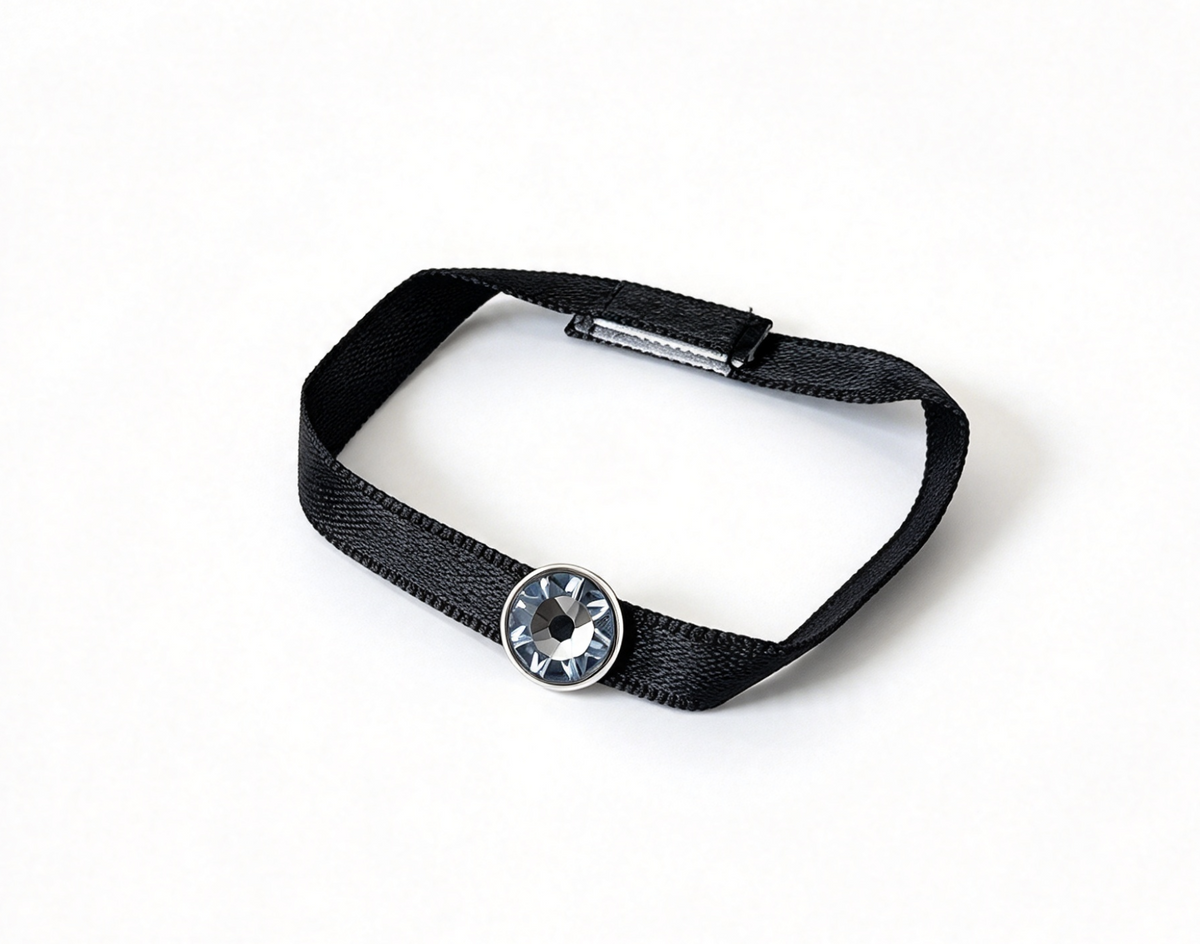 Limited Black Satin Ribbon Choker Necklace With Swarovski Crystal For 18'' Doll PRINCESS