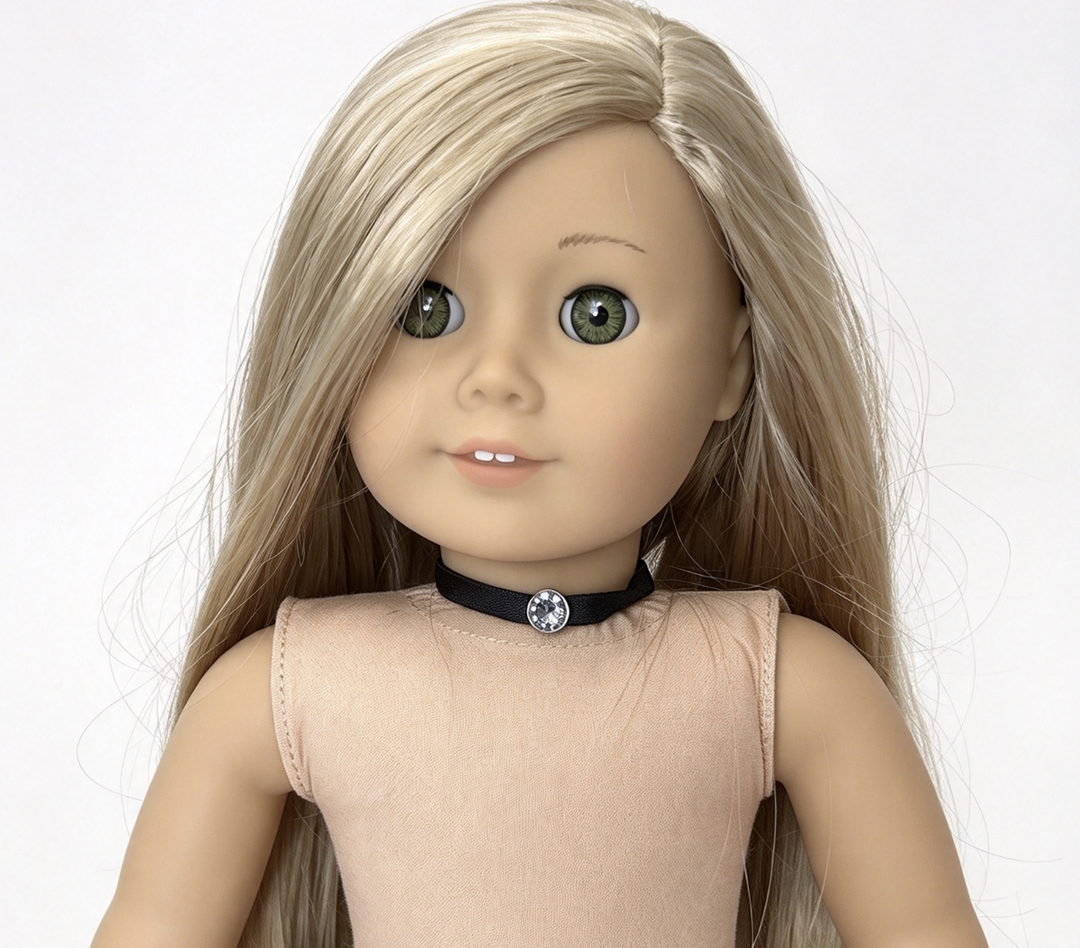 Limited Black Satin Ribbon Choker Necklace With Swarovski Crystal For 18'' Doll PRINCESS