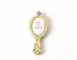 Golden Embossed Handheld Magic Mirror With Purple Gem For 14.5'' Doll