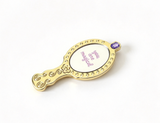 Golden Embossed Handheld Magic Mirror With Purple Gem For 14.5'' Doll