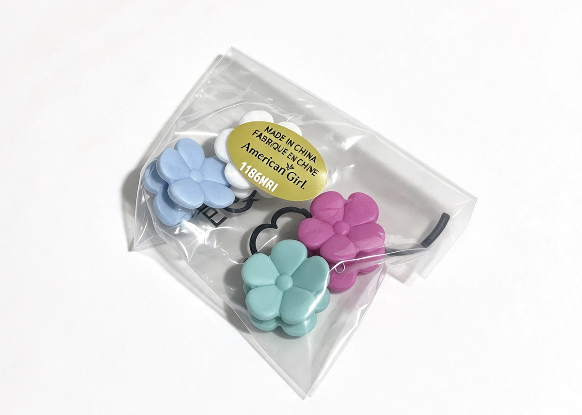 4 multicolored flower hair clips For 18'' Doll Best Sleepover Ever Spa Set