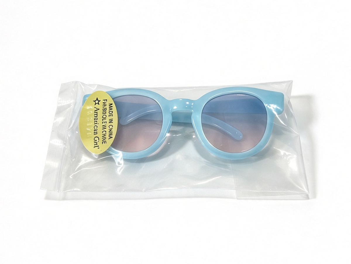 Light Blue Round Sunglasses With Gradient Lenses For 18'' Doll Accessory
