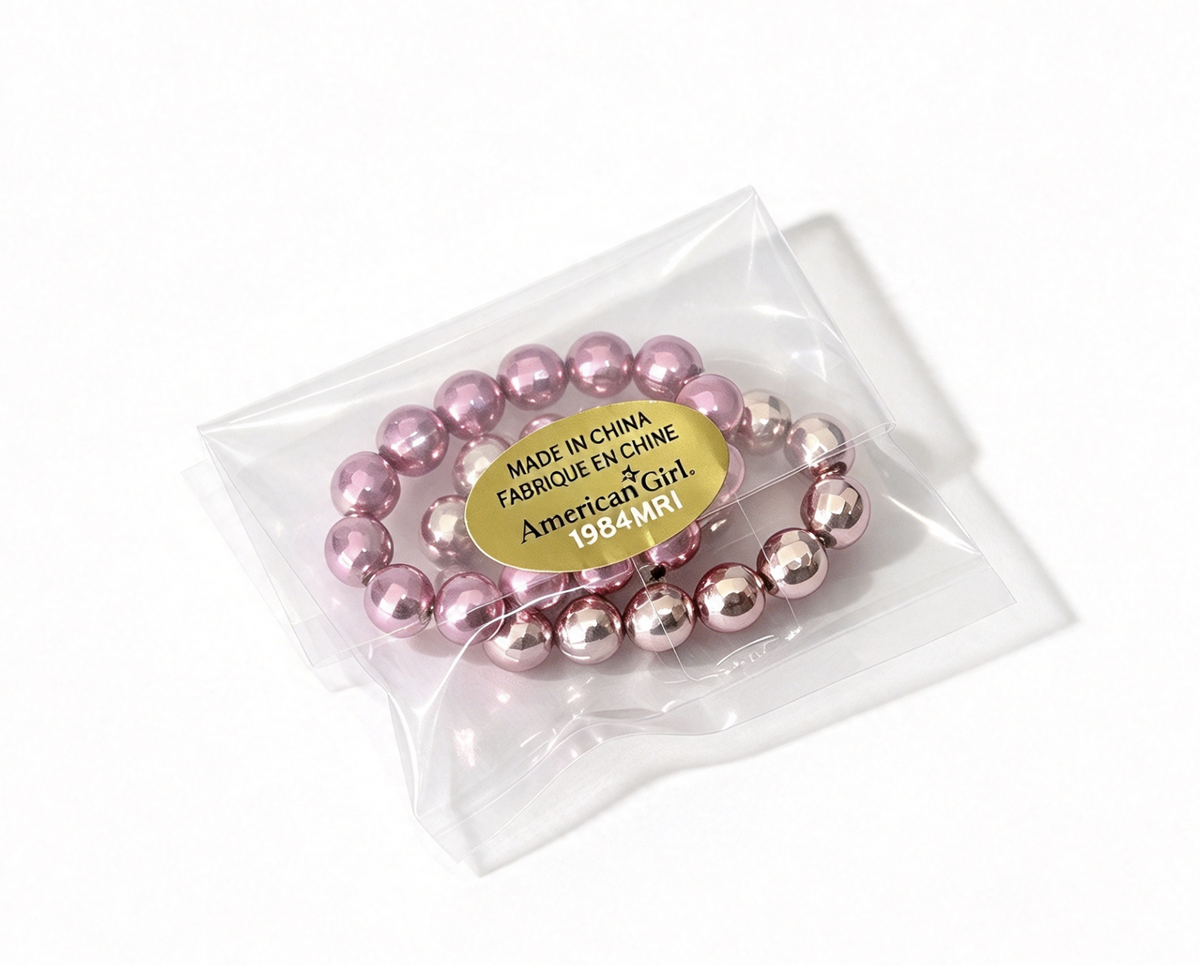 2Pcs Metallic Bracelets With Disco-Ball-Inspired Beads For 18'' Doll Spotted Cow Backpack