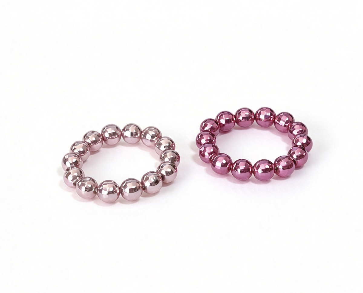 2Pcs Metallic Bracelets With Disco-Ball-Inspired Beads For 18'' Doll Spotted Cow Backpack