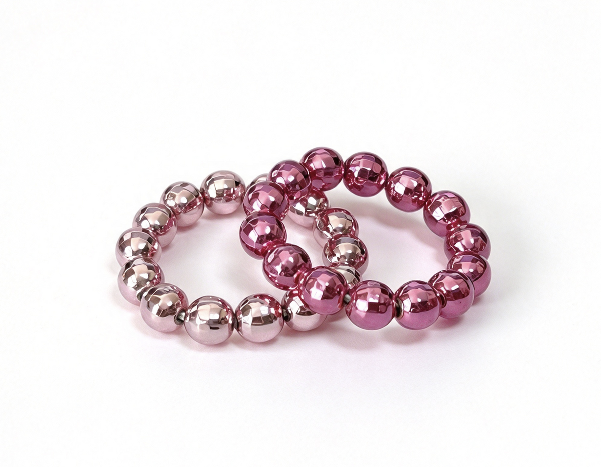2Pcs Metallic Bracelets With Disco-Ball-Inspired Beads For 18'' Doll Spotted Cow Backpack