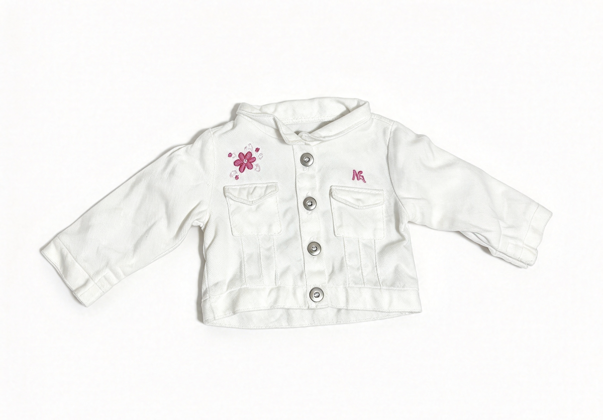 White Embroidered Denim Style Jacket For 18'' Doll