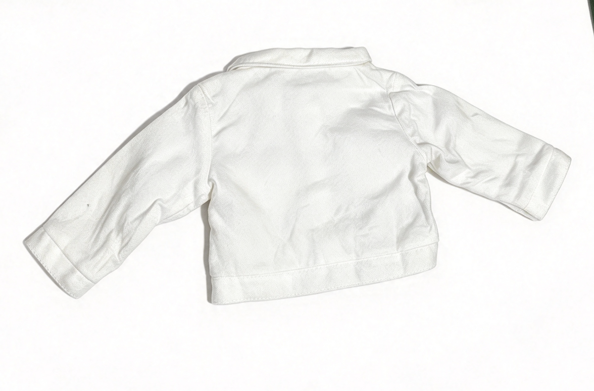 White Embroidered Denim Style Jacket For 18'' Doll