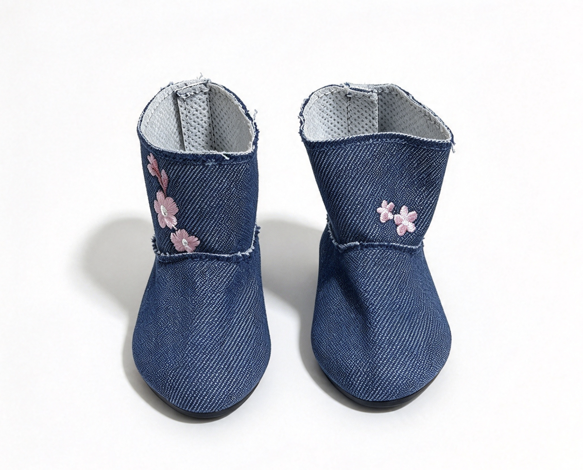 Denim Booties FOR 18'' DOLL Harlem Fashion Row Cherry Blossom Couture Ruffle Dress & Jacket