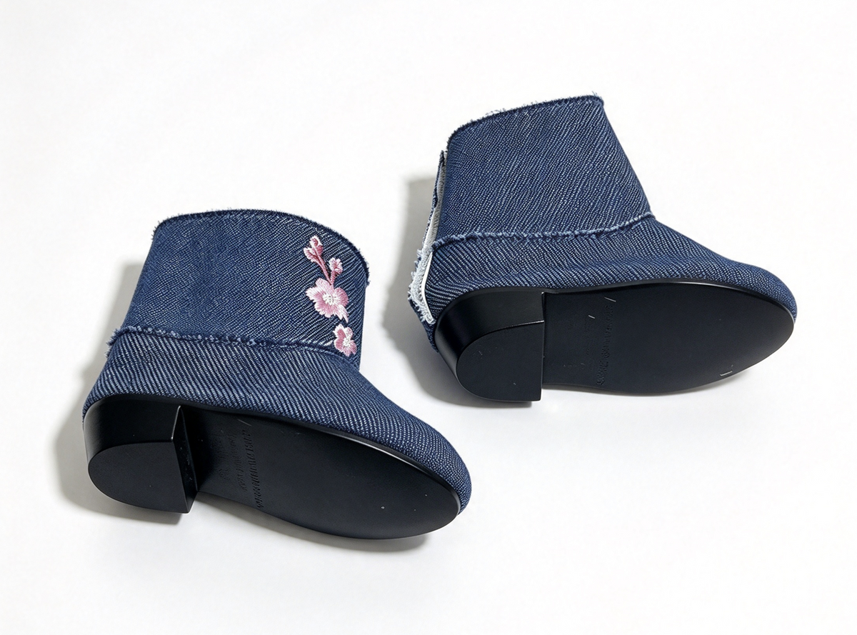 Denim Booties FOR 18'' DOLL Harlem Fashion Row Cherry Blossom Couture Ruffle Dress & Jacket