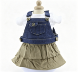 Denim Overall Top With White T-Shirt & Tiered Khaki Skirt FOR 18'' DOLL