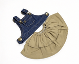 Denim Overall Top With White T-Shirt & Tiered Khaki Skirt FOR 18'' DOLL