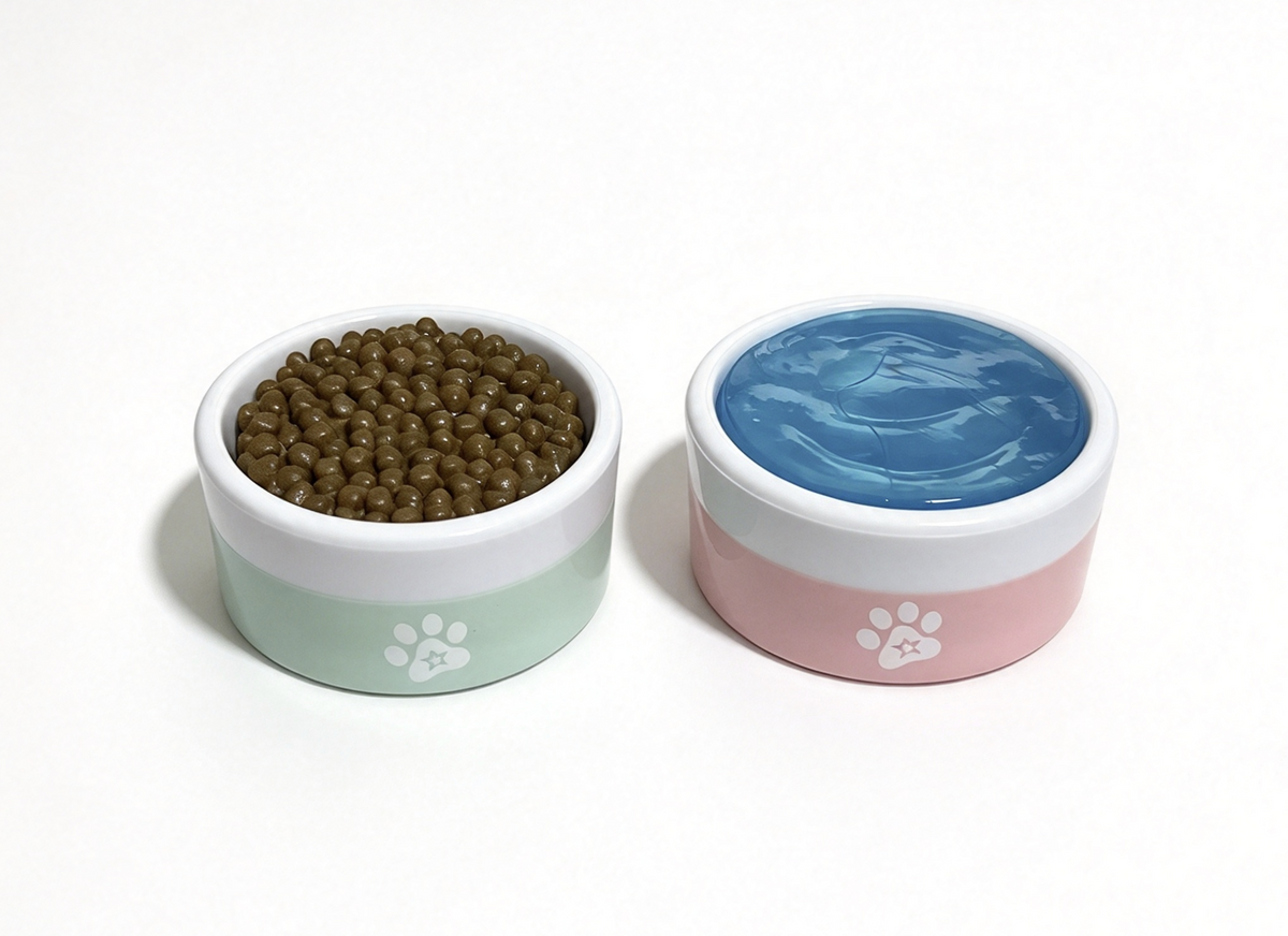 Pet Food Bowl & Water Bowl With Fake Pet Food & Water FOR 18'' DOLL
