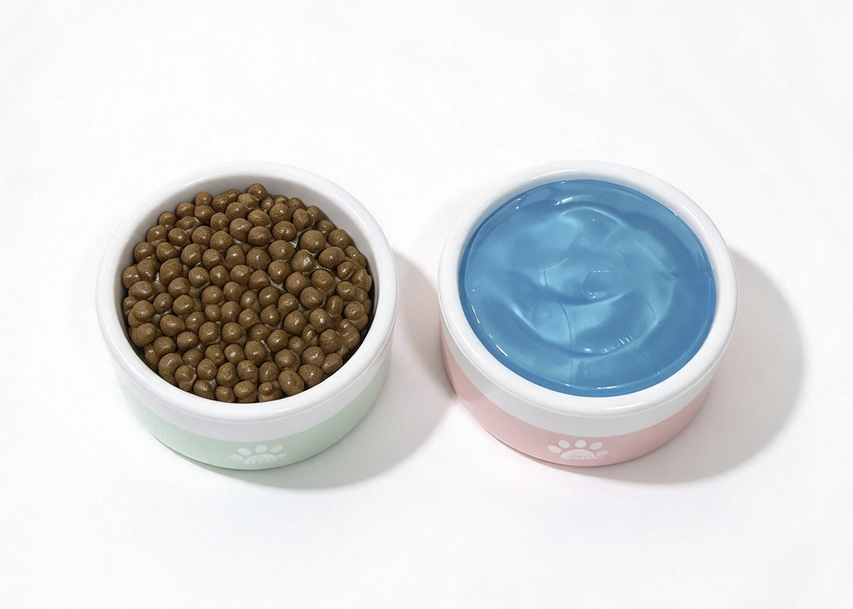 Pet Food Bowl & Water Bowl With Fake Pet Food & Water FOR 18'' DOLL