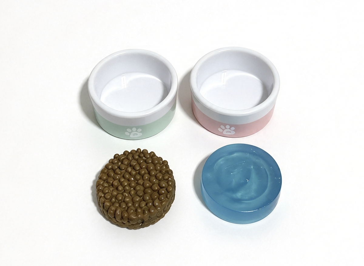 Pet Food Bowl & Water Bowl With Fake Pet Food & Water FOR 18'' DOLL