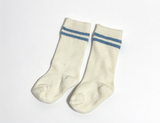 Cream Socks With Double Blue Stripes FOR 18'' DOLL