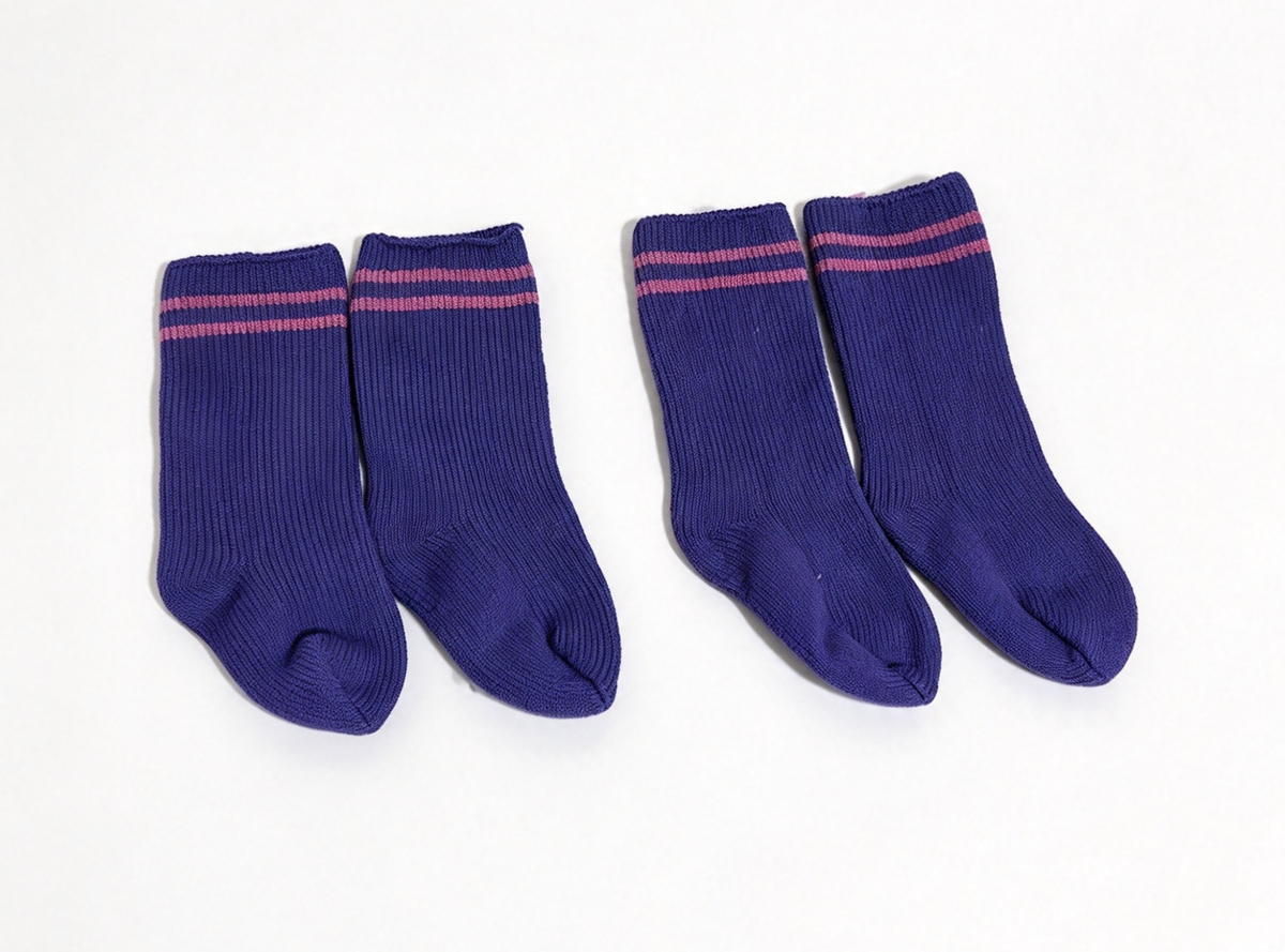 2Pairs Purple Socks With Double Pink Stripes FOR 18'' DOLL