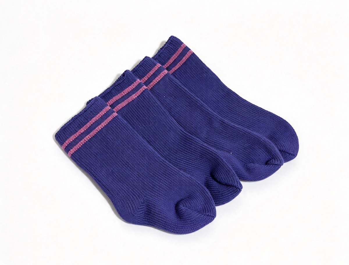 2Pairs Purple Socks With Double Pink Stripes FOR 18'' DOLL