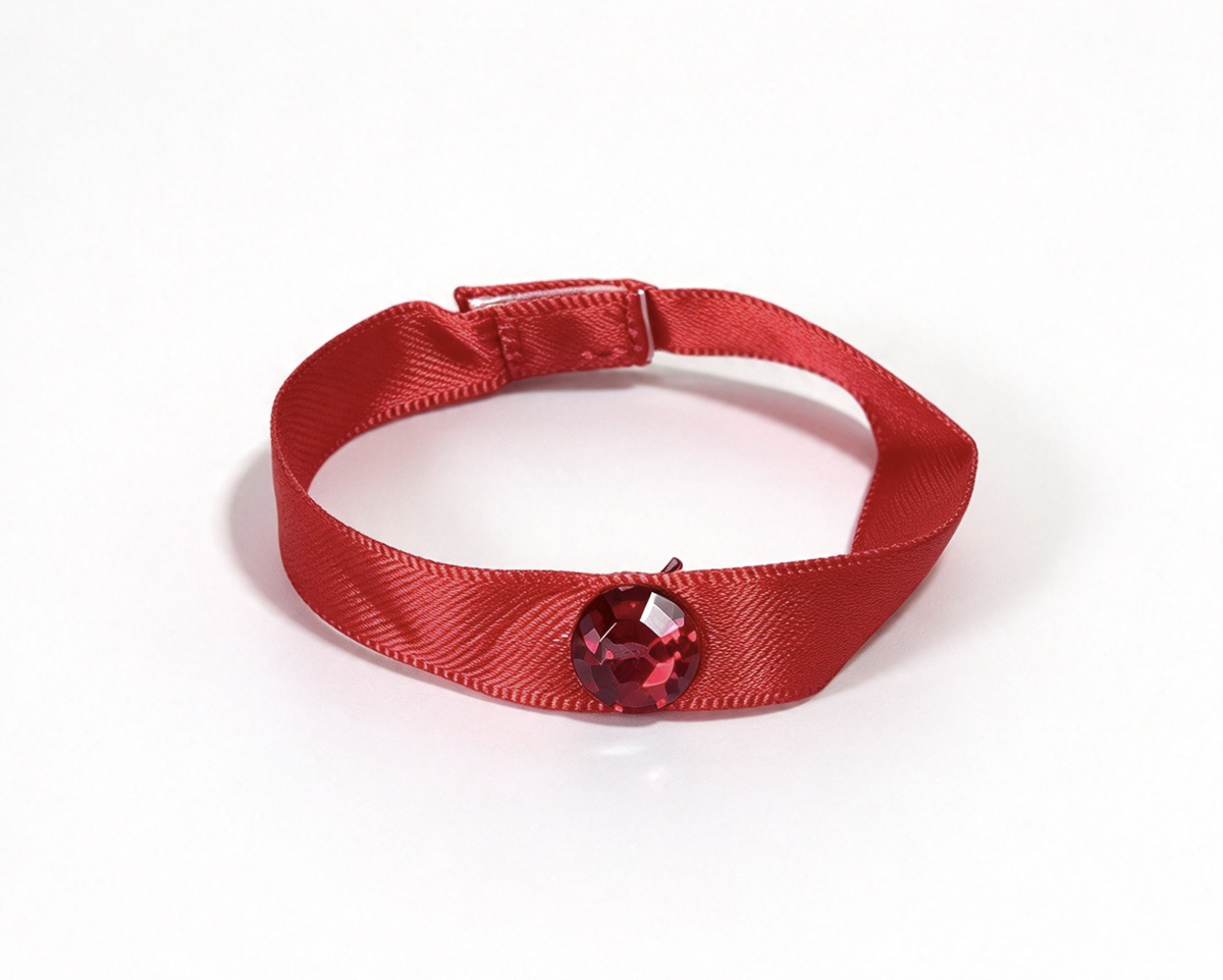 January Gorgeous Garnet Satin Ribbon Gem Choker For 18'' Doll Necklace