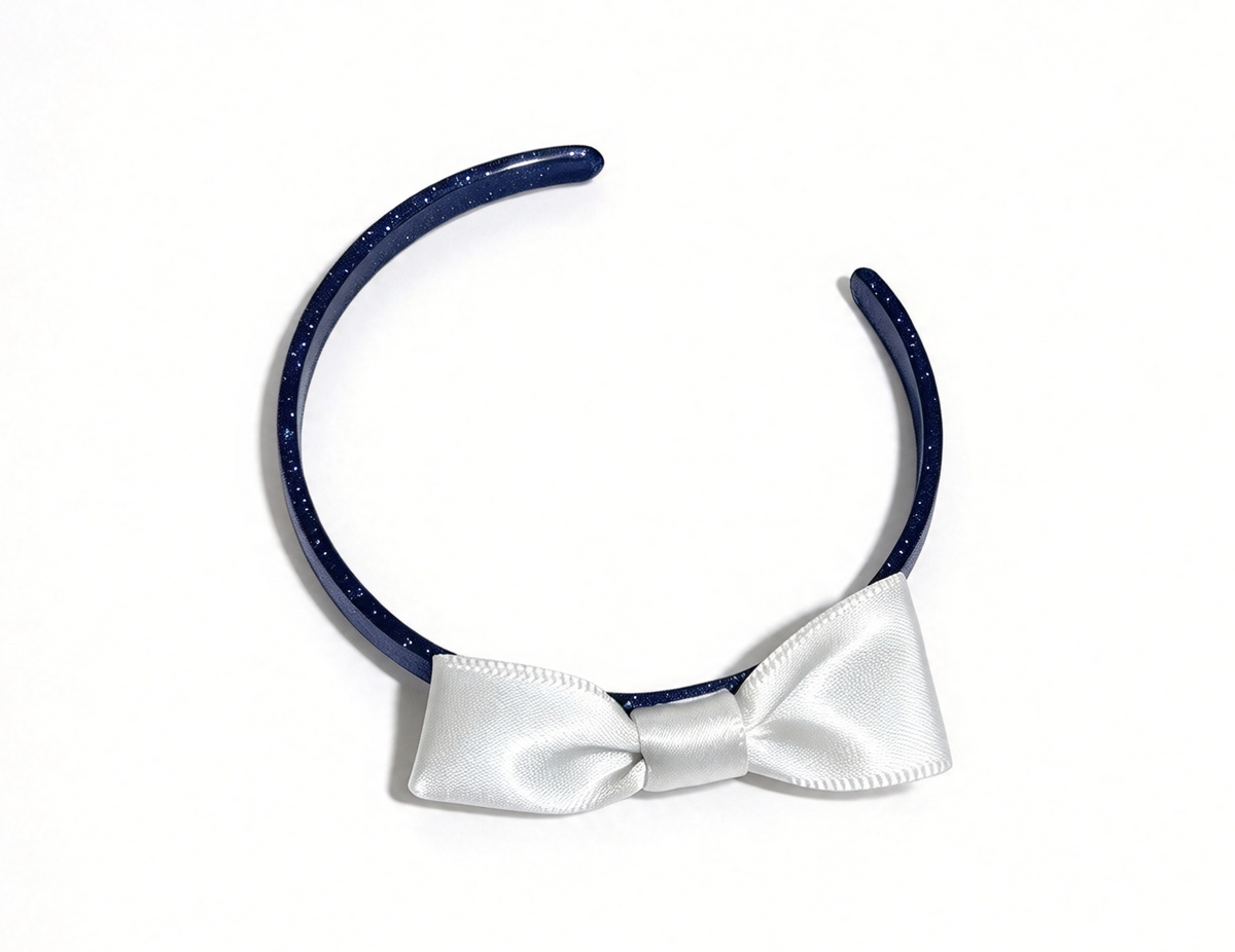 Navy Blue Glitter Silver Bow Headband Accessory For 14.5'' Doll Daily & Party Dress Up Play