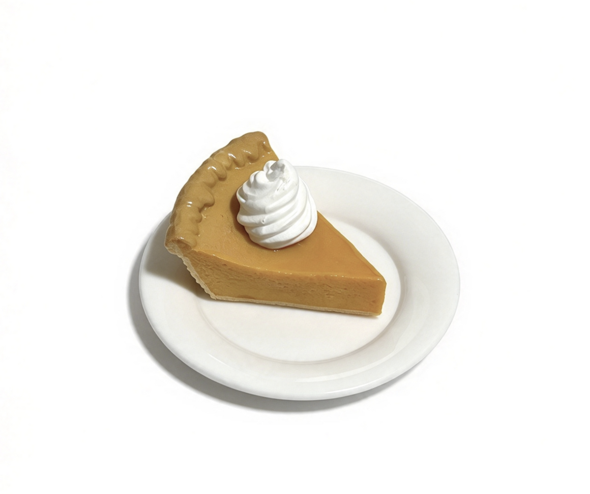 Slice Of Pumpkin Pie Whipped Topping On A Plate For 18'' Doll Party Treat Set