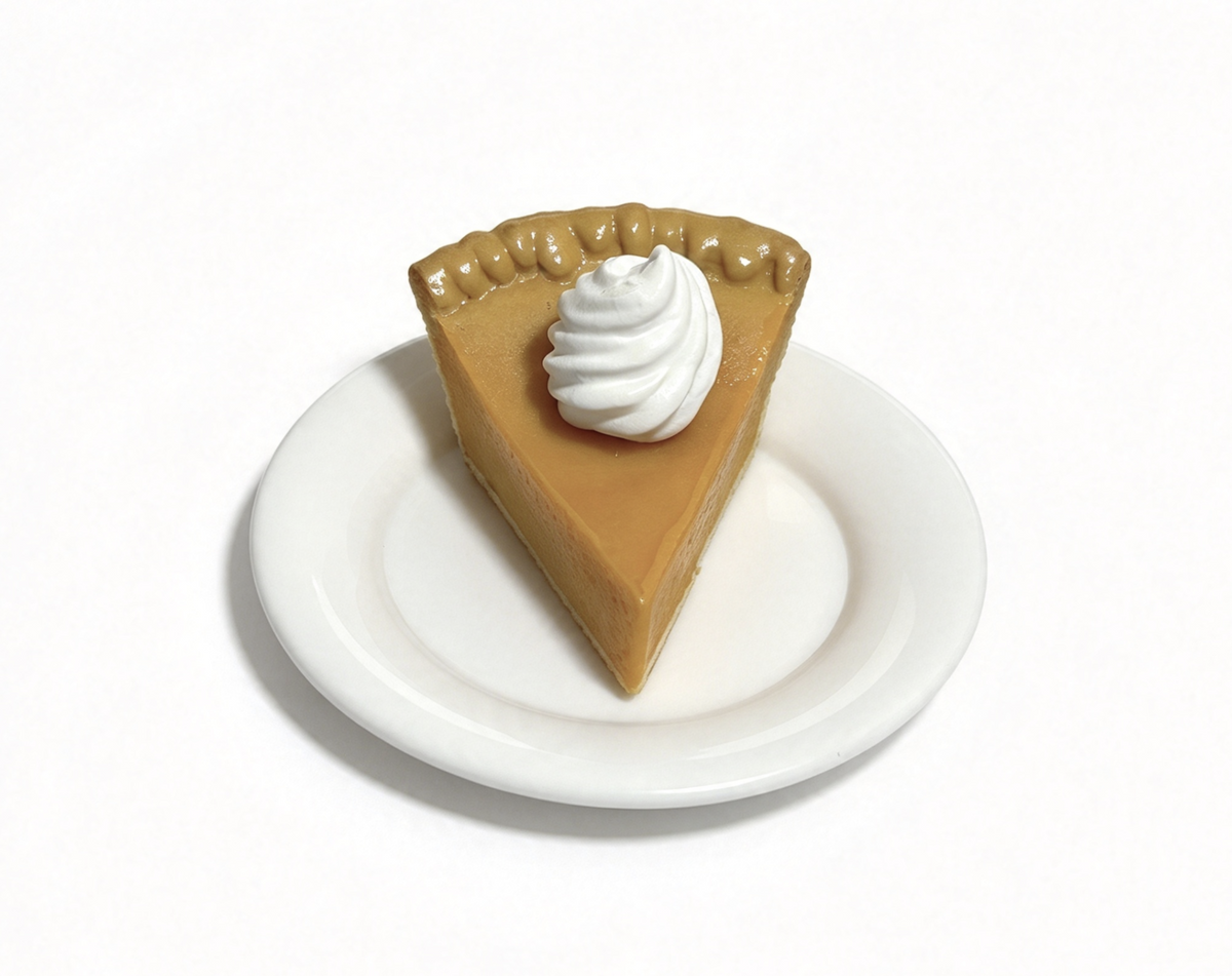 Slice Of Pumpkin Pie Whipped Topping On A Plate For 18'' Doll Party Treat Set