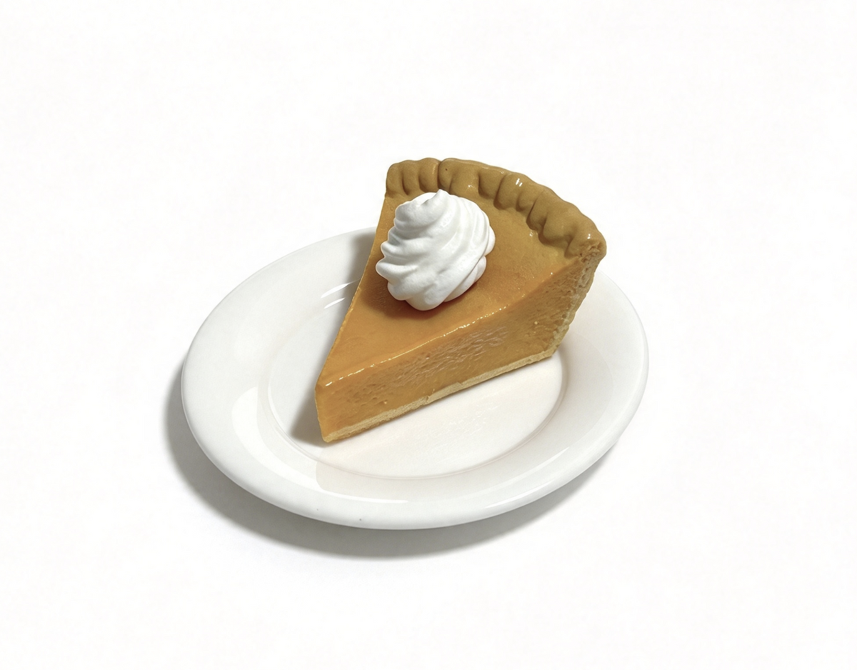 Slice Of Pumpkin Pie Whipped Topping On A Plate For 18'' Doll Party Treat Set