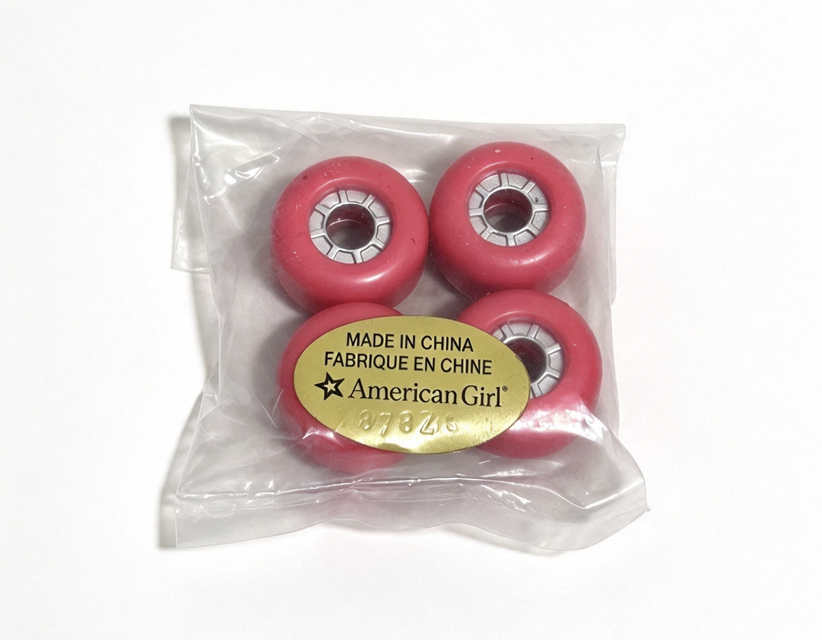 Red Skateboard Wheel Set 4Pcs For 18'' Doll Skate Park Set