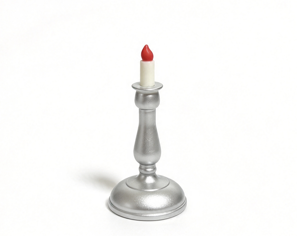 Silver Candlestick With Candle For 18'' Doll