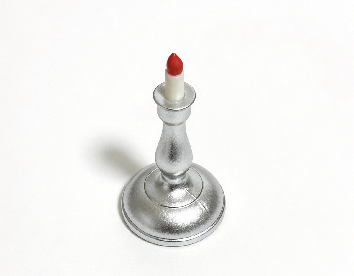 Silver Candlestick With Candle For 18'' Doll