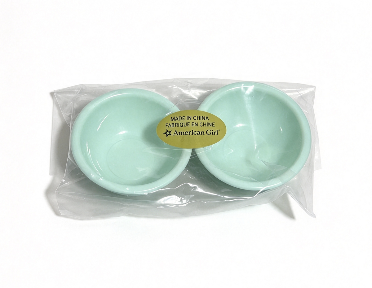 2Pcs Light Green Bowls FOR 18'' DOLL Pizza Party