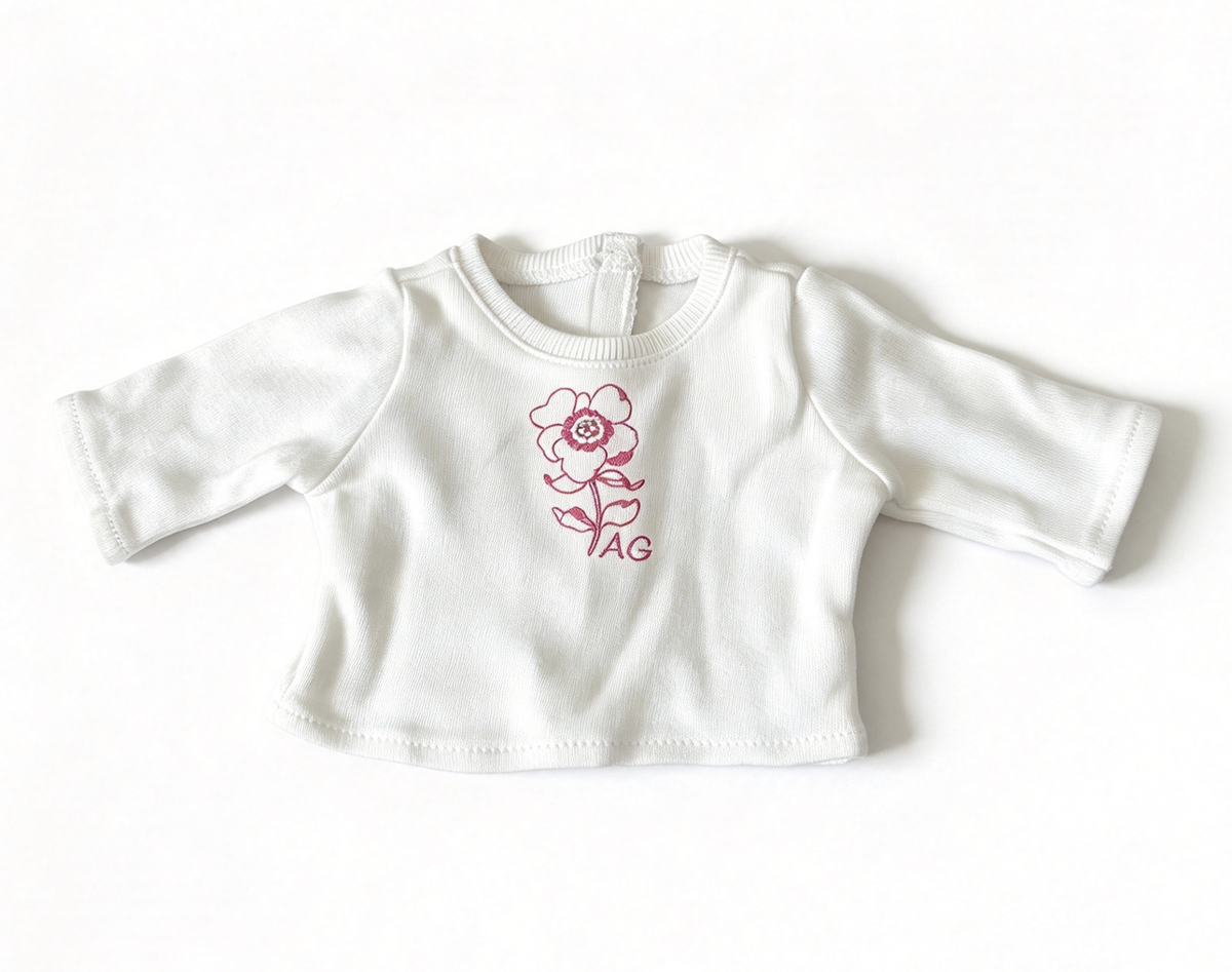 White Flower T-Shirt Only FOR 18'' DOLL Ready For Fun Outfit