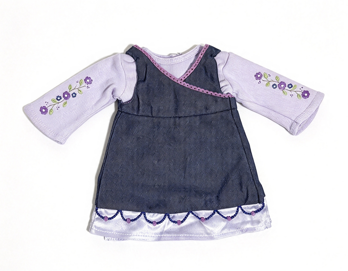 Of Today Denim Purple Jumper Jean Dress & Shirt Set FOR 18'' Doll