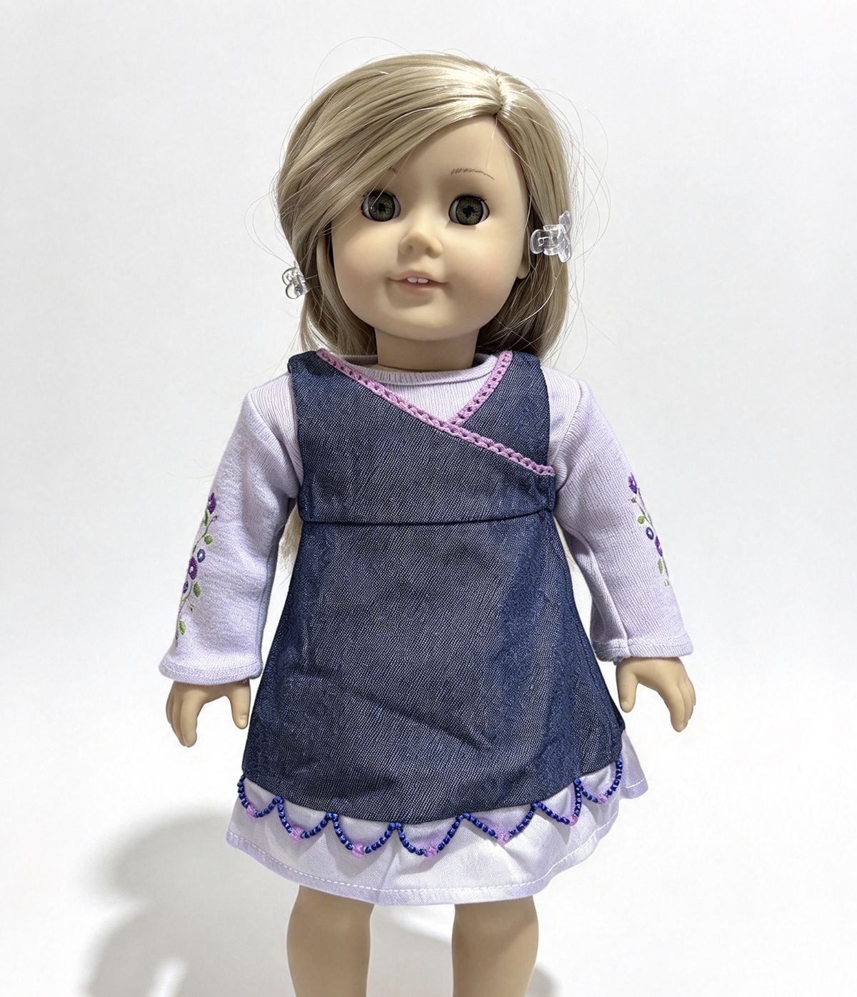Of Today Denim Purple Jumper Jean Dress & Shirt Set FOR 18'' Doll
