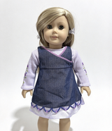 Of Today Denim Purple Jumper Jean Dress & Shirt Set FOR 18'' Doll